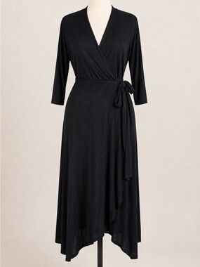 J. Peterman Black Wrap Dress Cardigan S